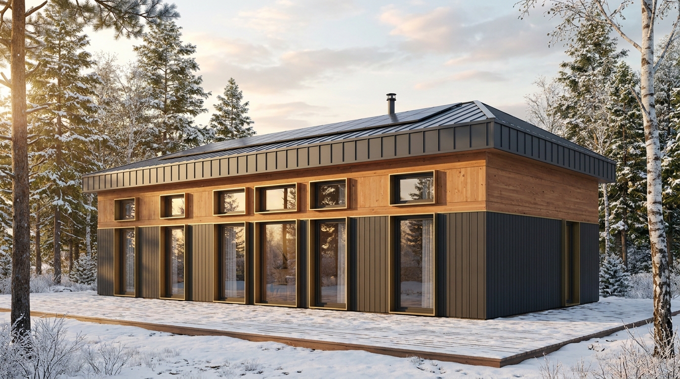 東の家 外観 — AI render based on BIM specs