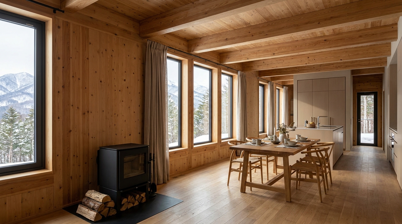 湖の小屋 内観