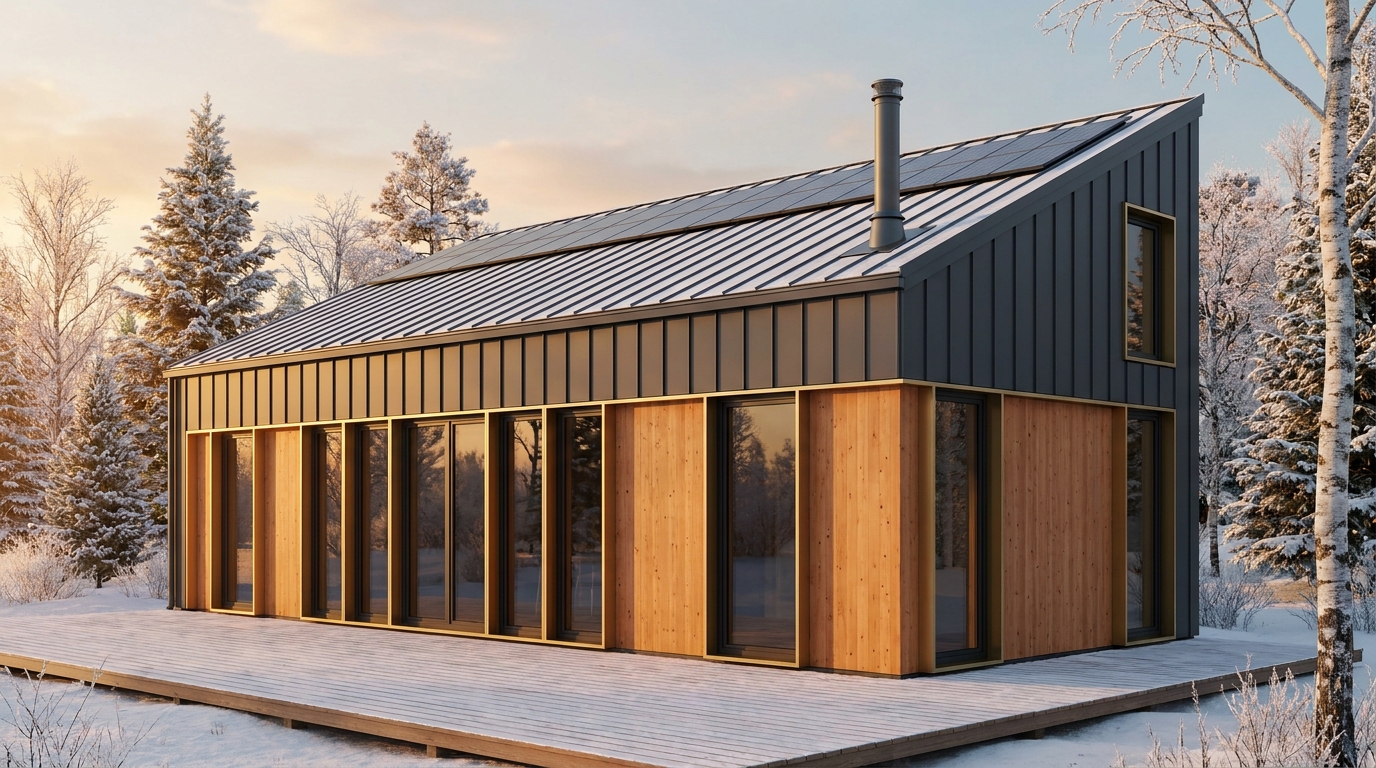 霧の庵 外観 — AI render based on BIM specs