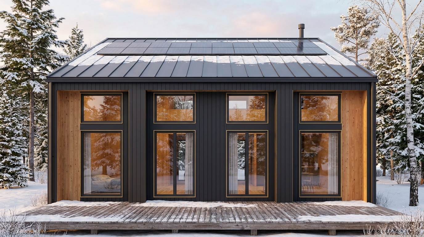 北の巣 外観 — AI render based on BIM specs