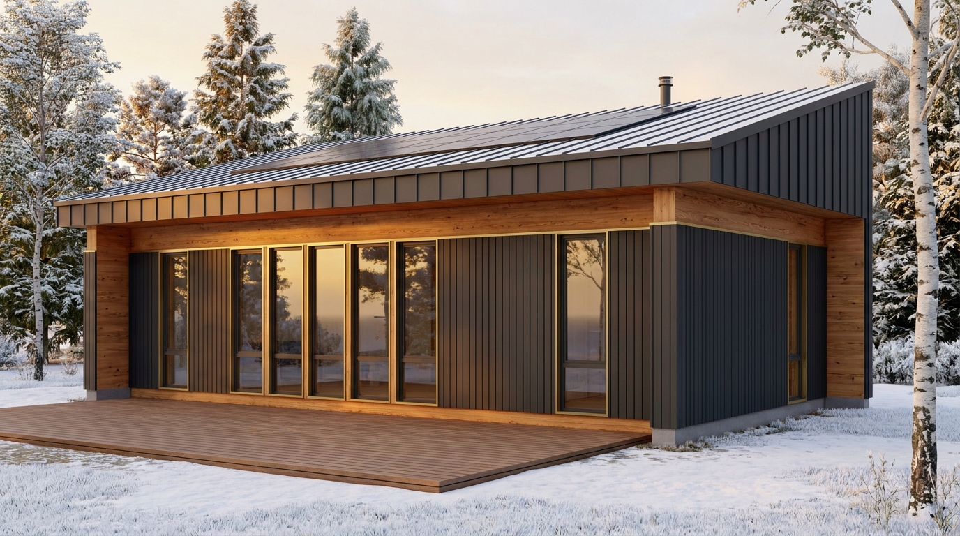 霜の巣 外観 — AI render based on BIM specs