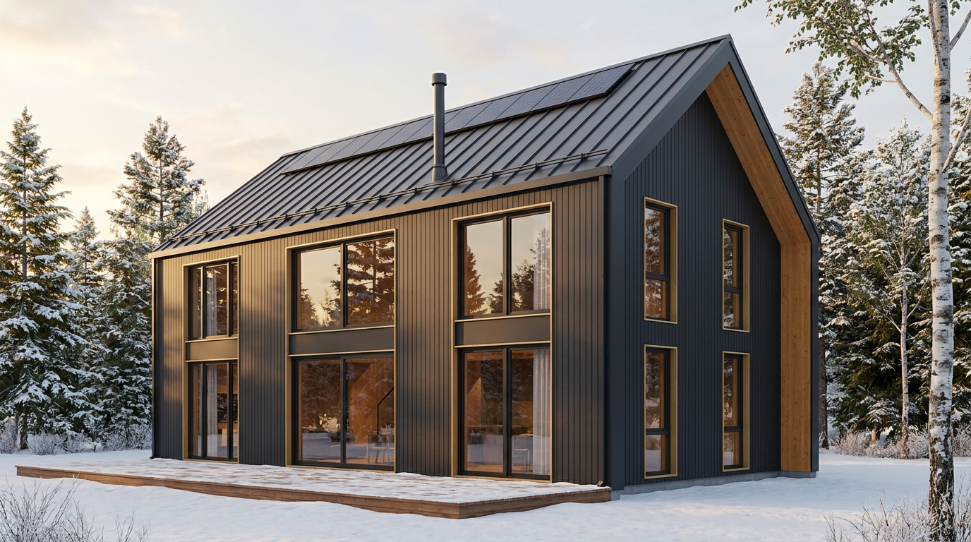 北の家 外観 — AI render based on BIM specs