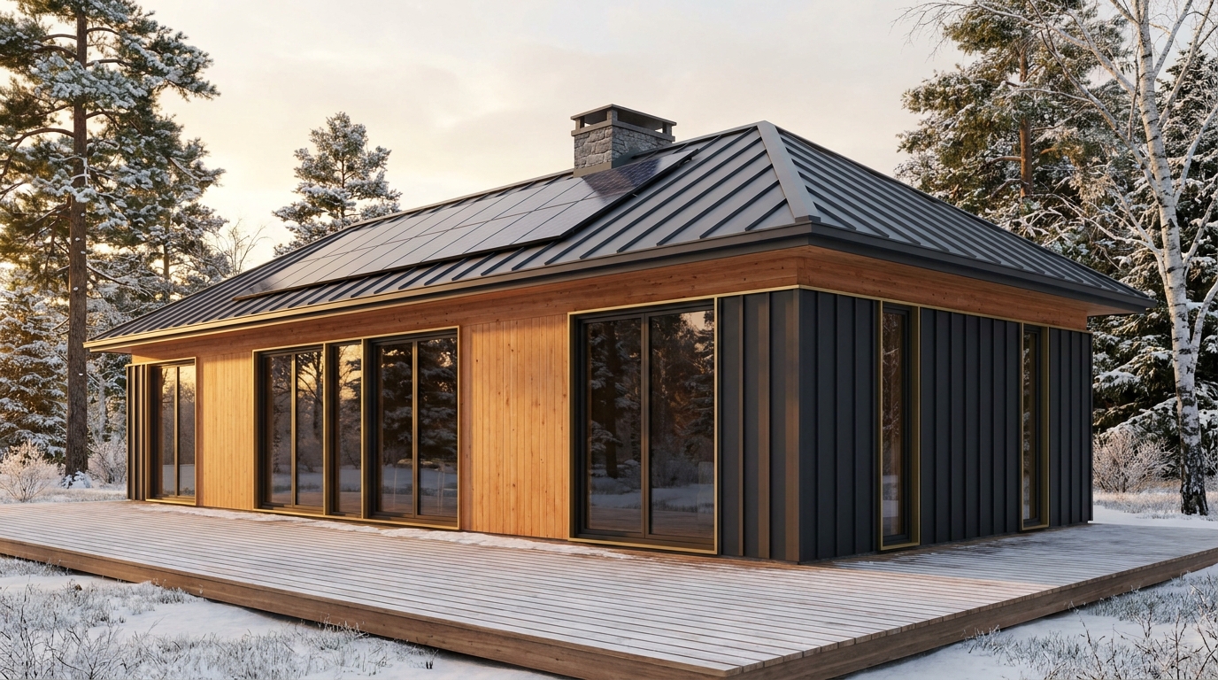 湖の里 外観 — AI render based on BIM specs