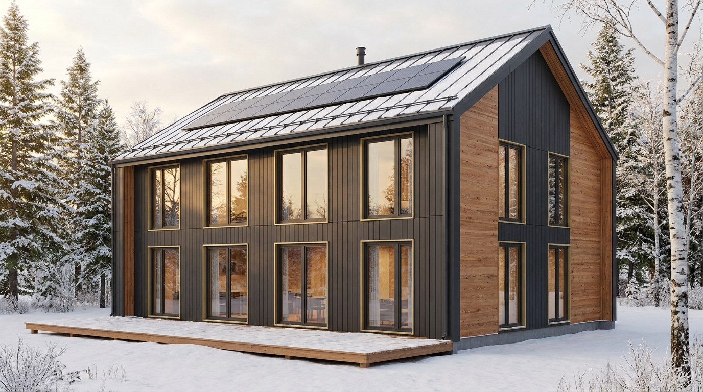 湖の砦 外観 — AI render based on BIM specs