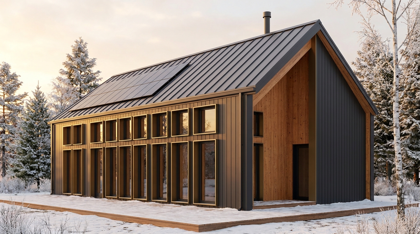 湖の蔵 外観 — AI render based on BIM specs