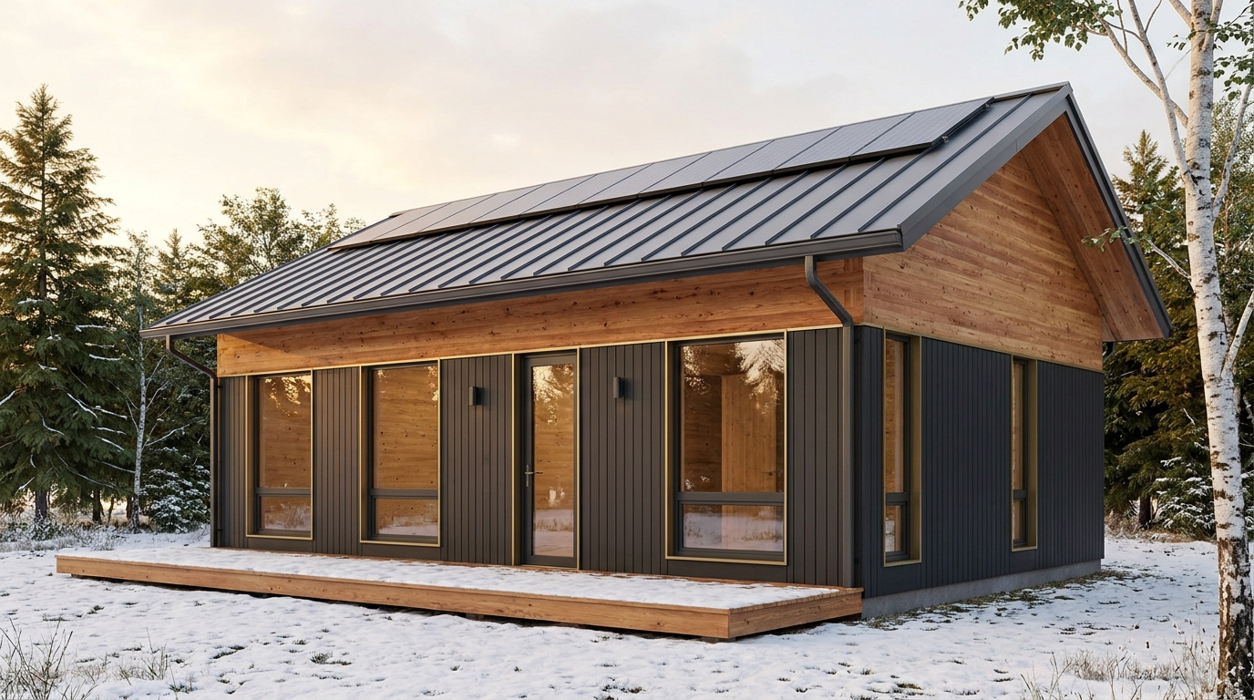 東の庵 外観 — AI render based on BIM specs