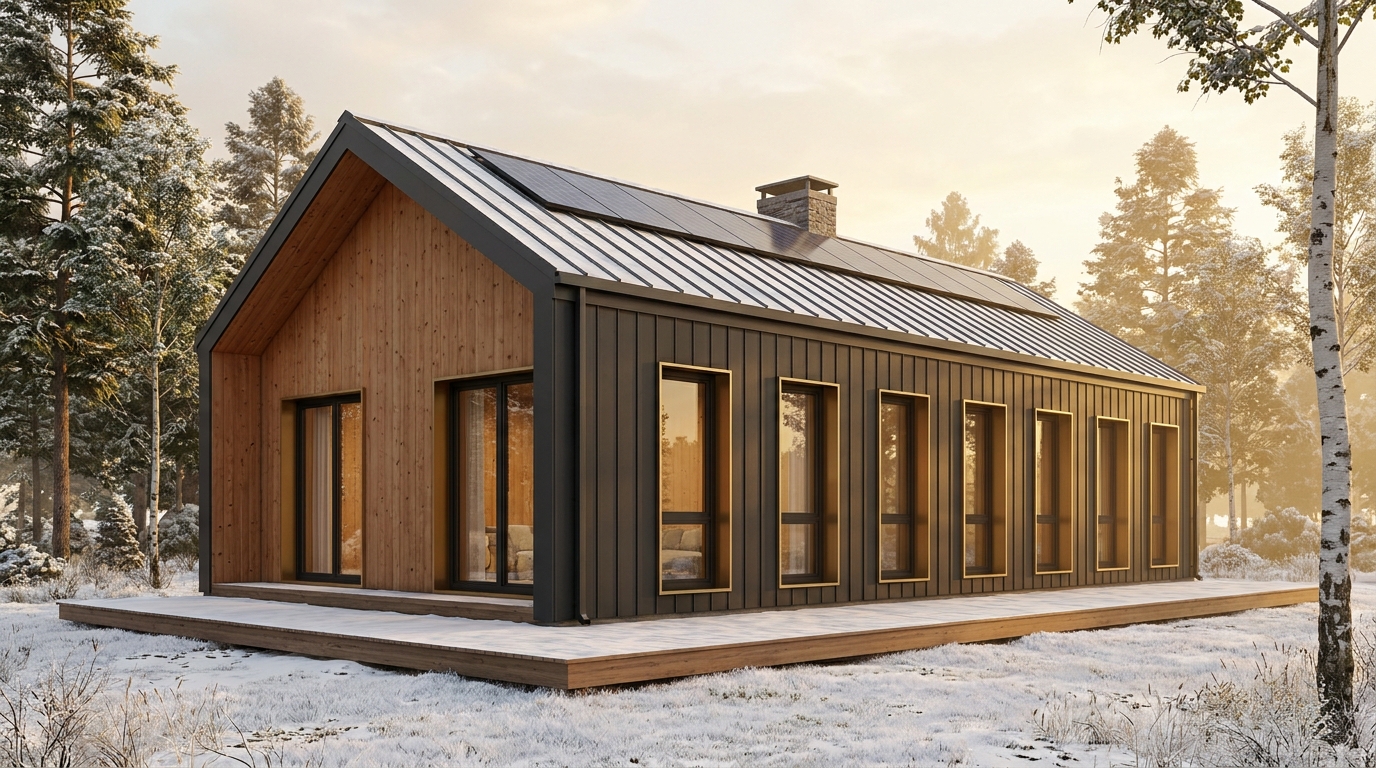 霧の庵 外観 — AI render based on BIM specs