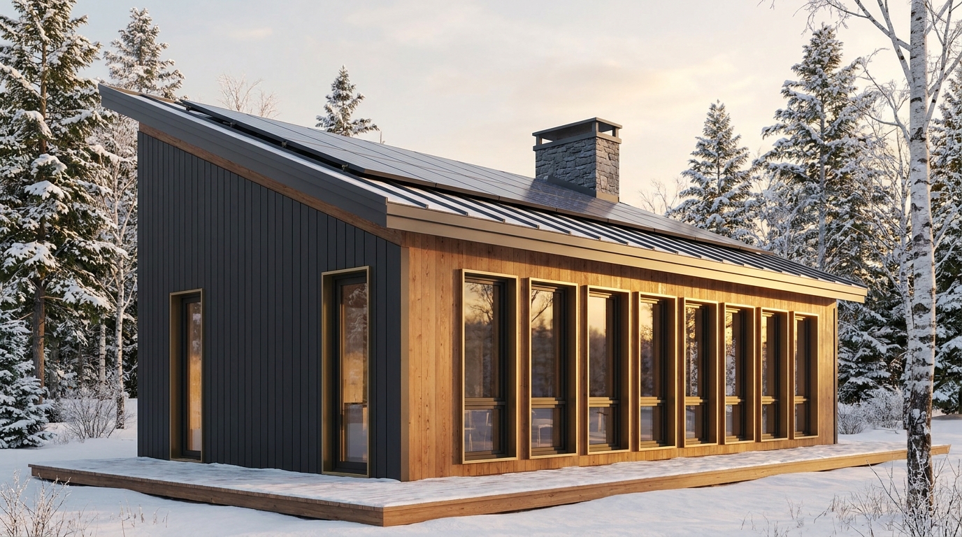 雪の館 外観 — AI render based on BIM specs