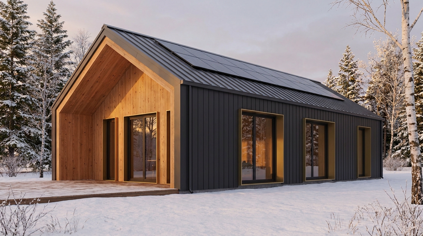 森の砦 外観 — AI render based on BIM specs