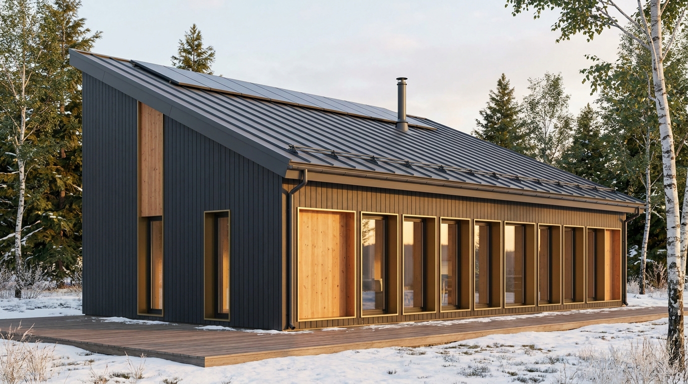 森の巣 外観 — AI render based on BIM specs