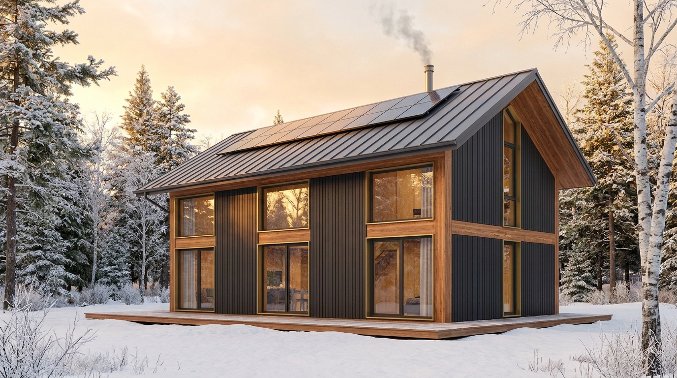雪の砦 外観 — AI render based on BIM specs