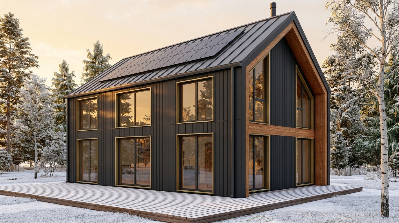 霜の家 外観 — AI render based on BIM specs