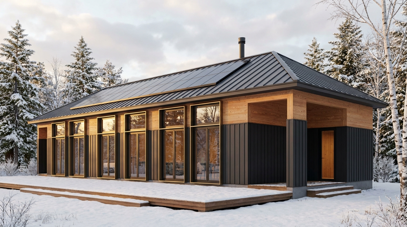 西の巣 外観 — AI render based on BIM specs