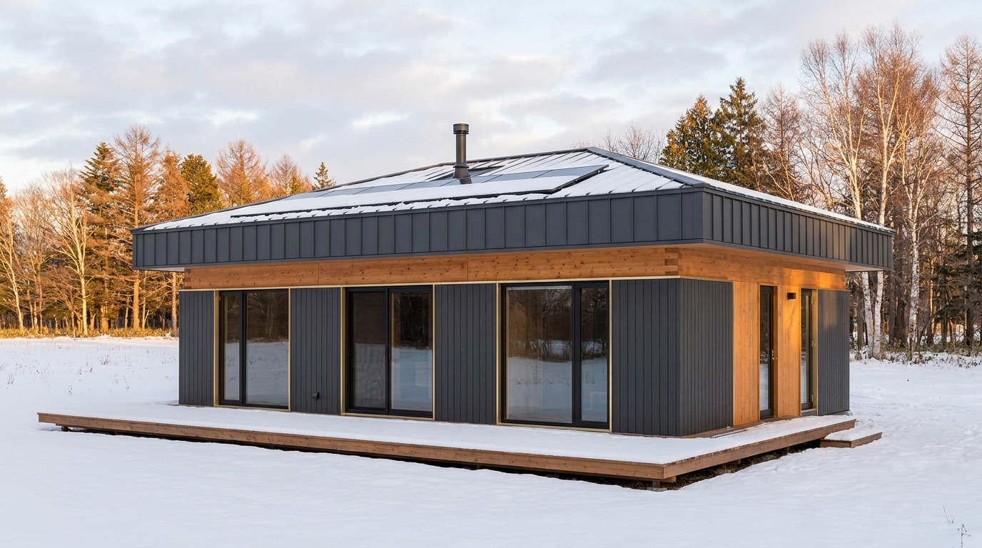 西の庵 外観 — AI render based on BIM specs