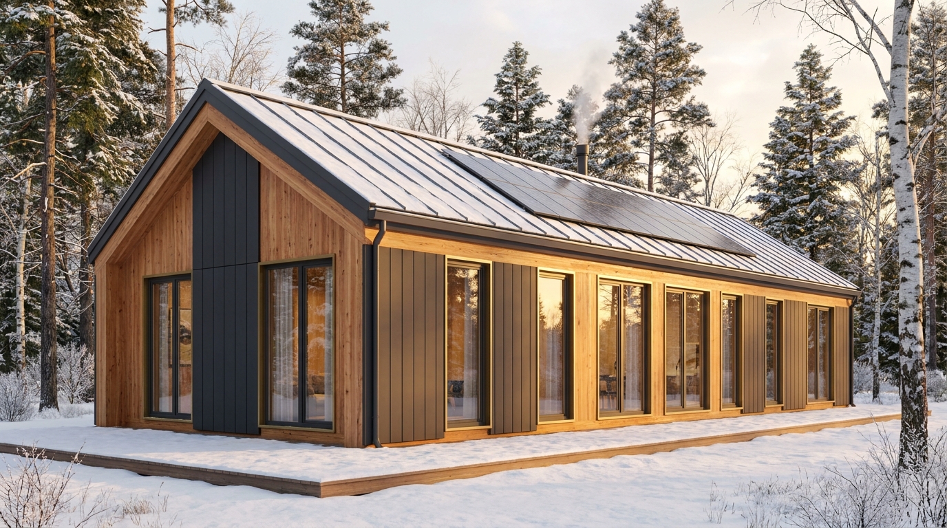 湖の庵 外観 — AI render based on BIM specs