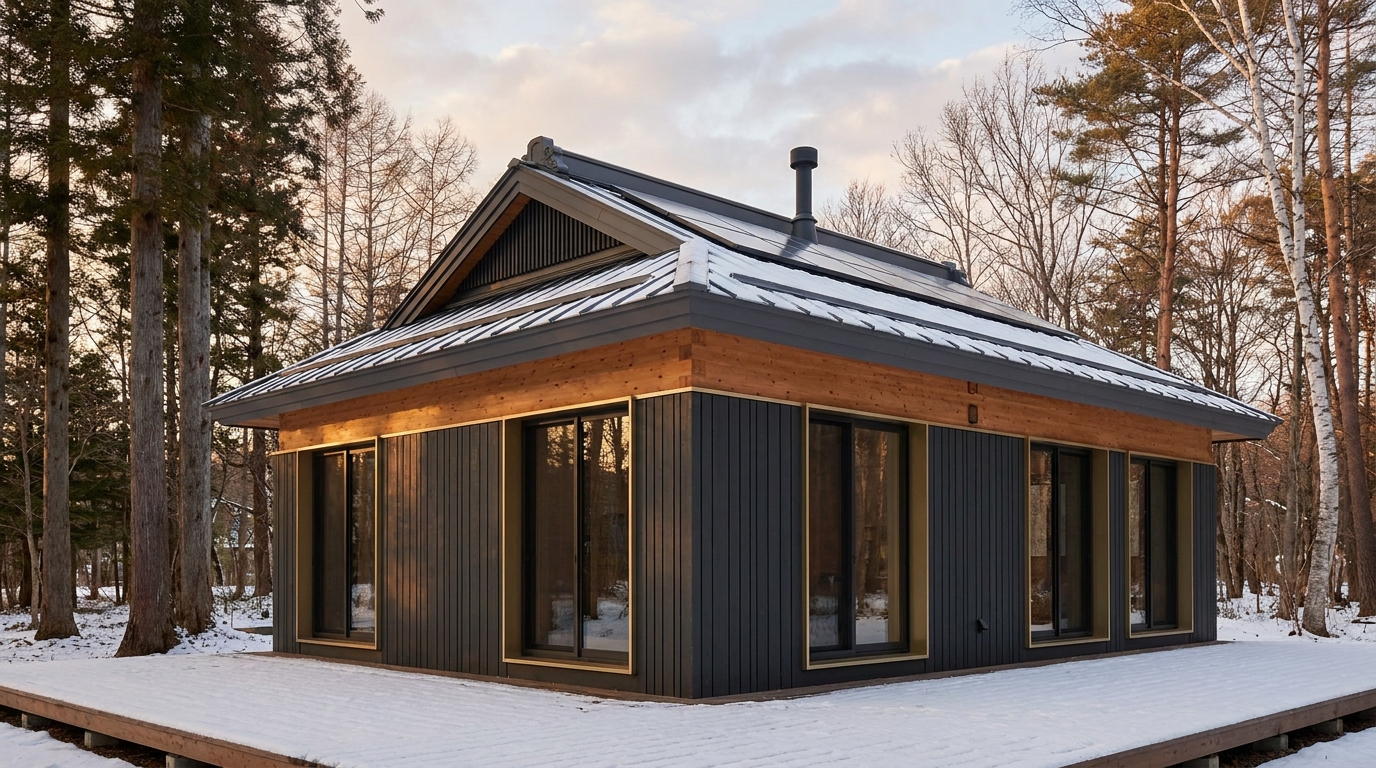 霧の蔵 外観 — AI render based on BIM specs