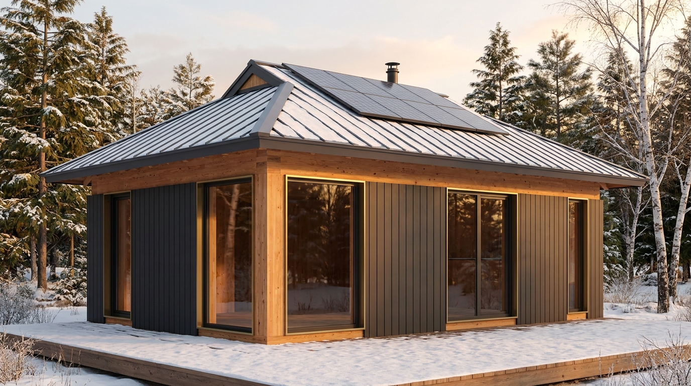 霧の巣 外観 — AI render based on BIM specs