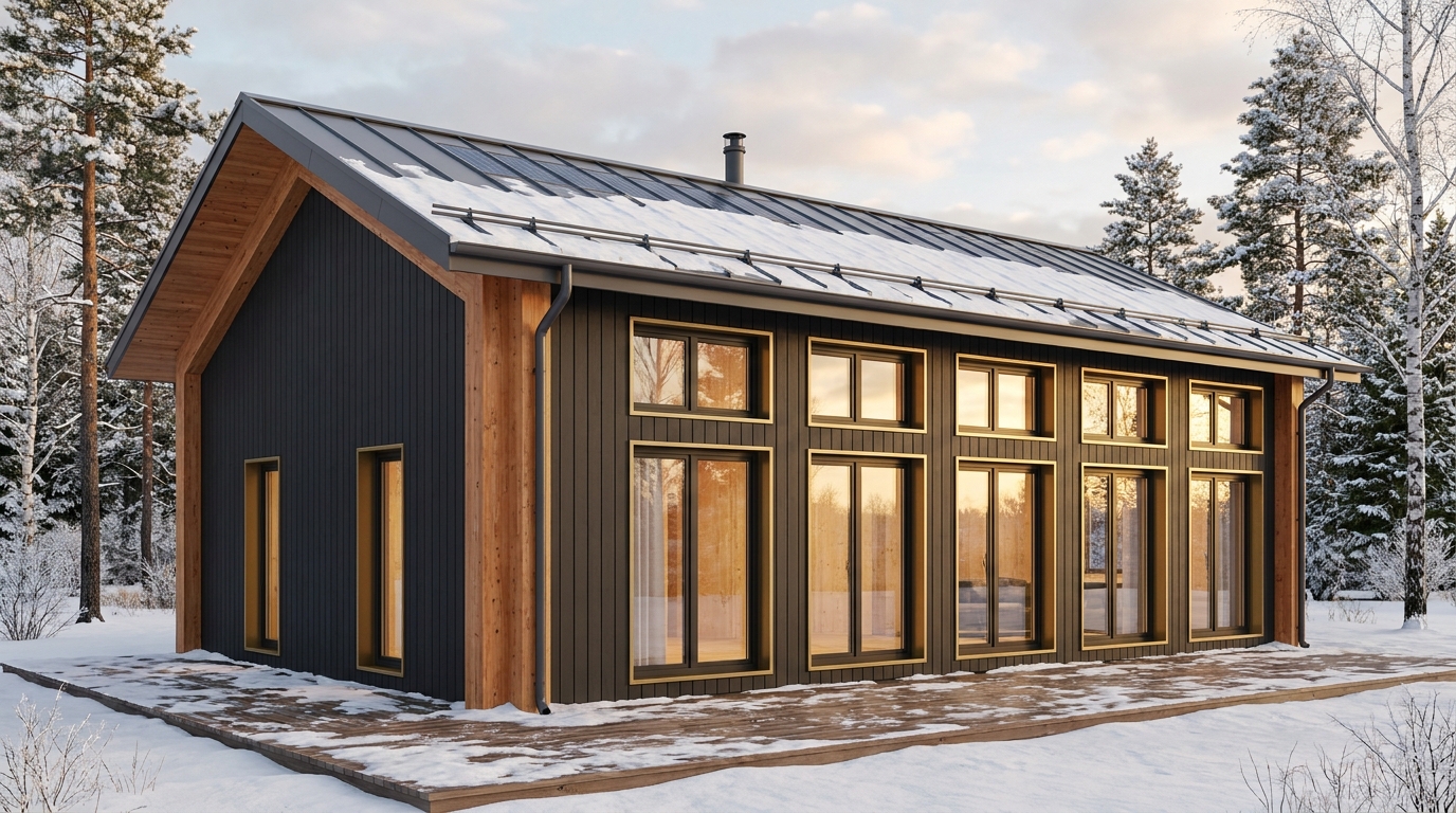 風の小屋 外観 — AI render based on BIM specs