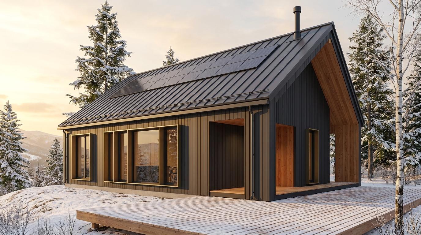 霧の庵 外観 — AI render based on BIM specs