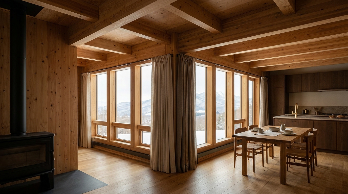 雨の小屋 内観