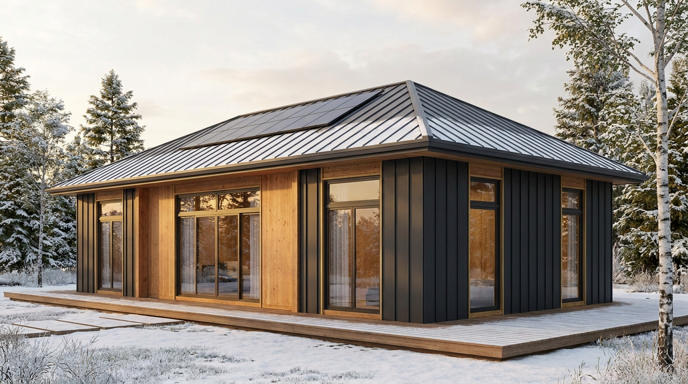 南の庵 外観 — AI render based on BIM specs
