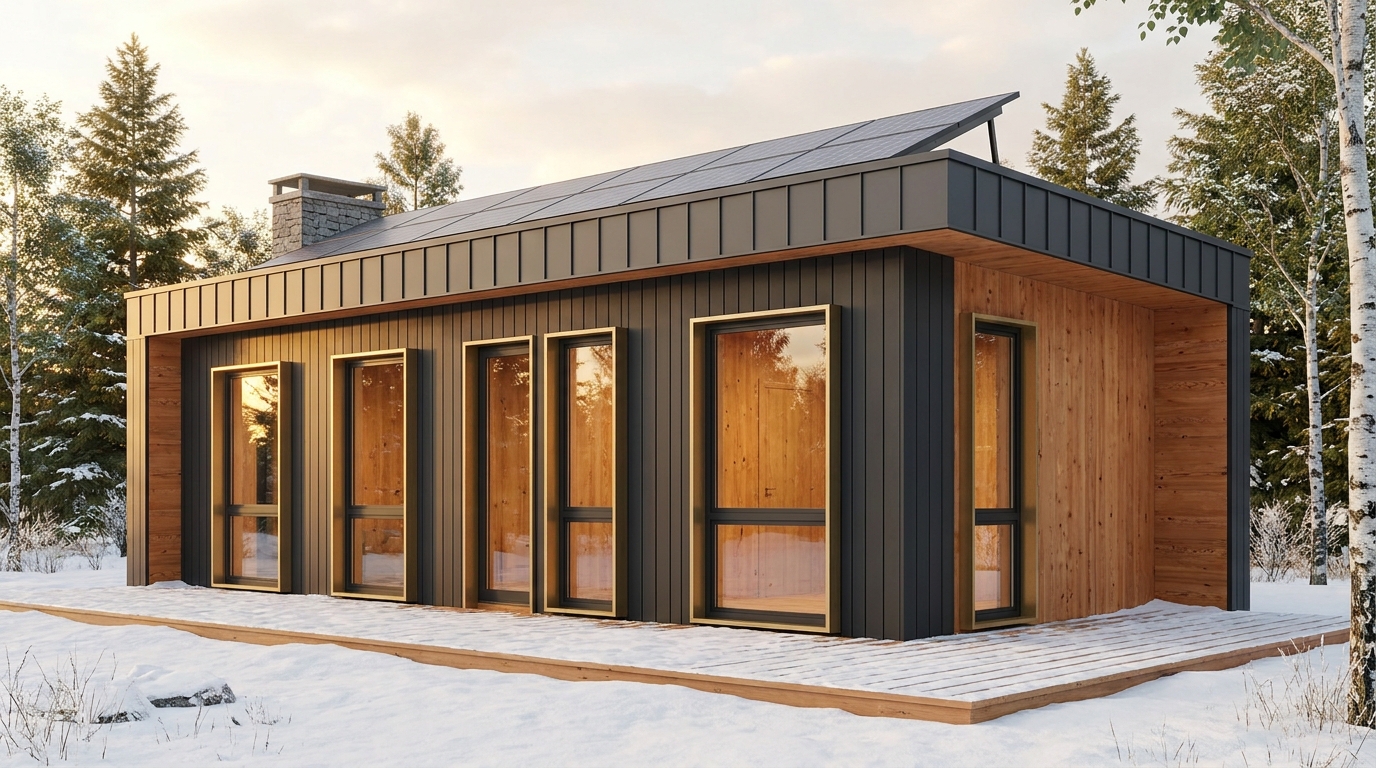 南の小屋 外観 — AI render based on BIM specs