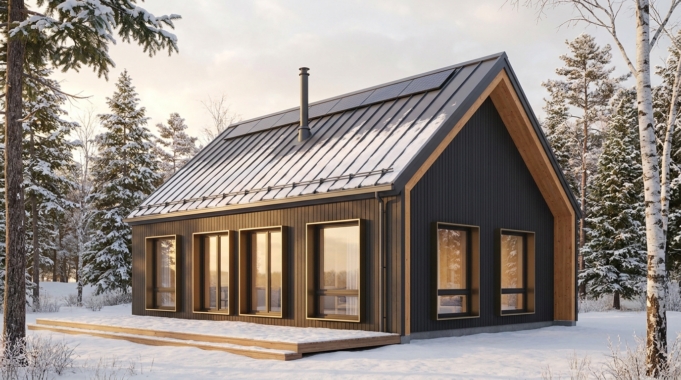 北の庵 外観 — AI render based on BIM specs
