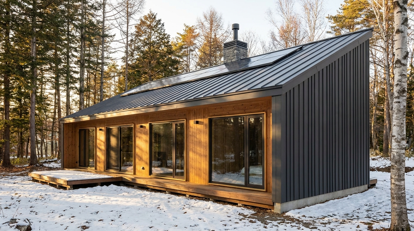 風の小屋 外観 — AI render based on BIM specs