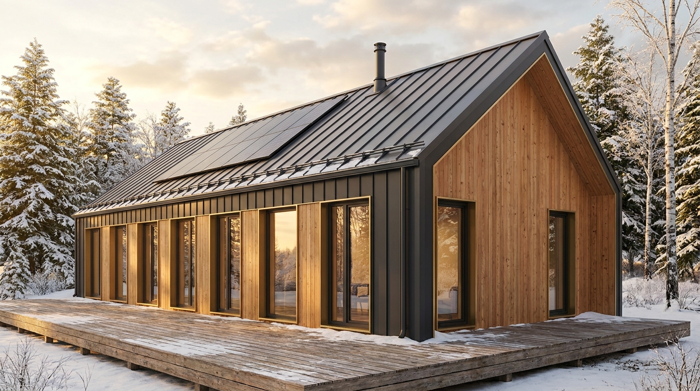 西の蔵 外観 — AI render based on BIM specs
