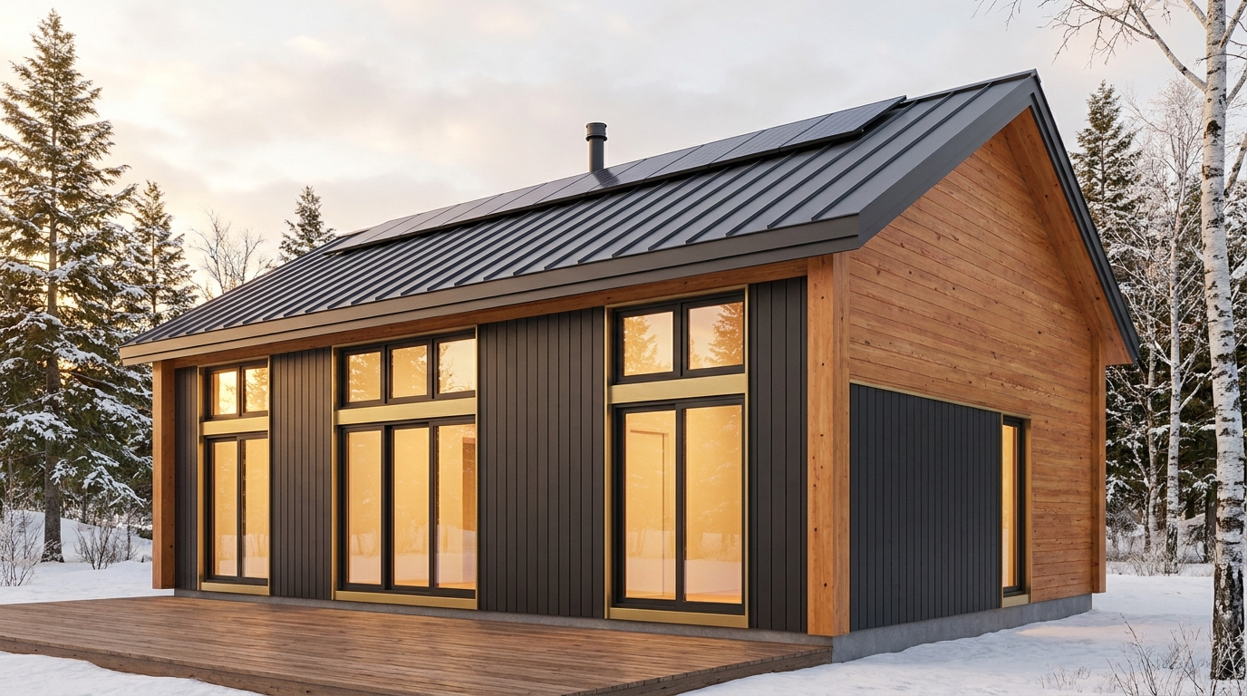 湖の蔵 外観 — AI render based on BIM specs