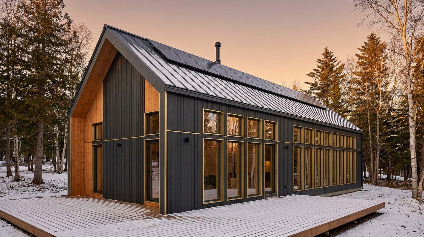 雪の巣 外観 — AI render based on BIM specs