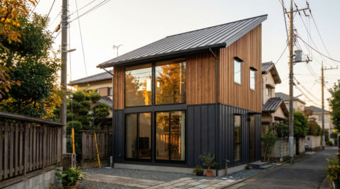 東京・越屋根のある自然素材の家