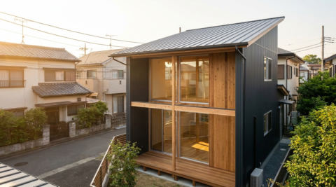 東京・越屋根のある自然素材の家